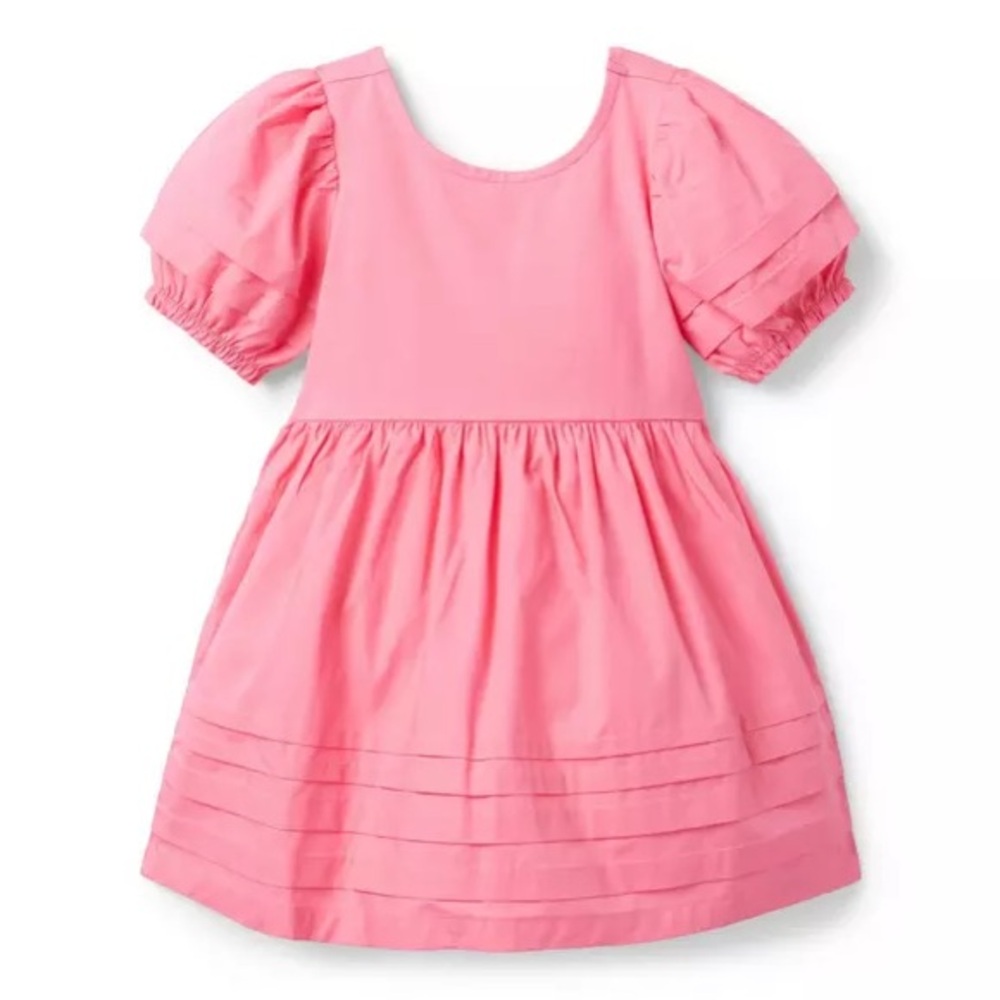 Brand New Janie and Jack Girls Blooming Pink Puff Sleeve Dress, Size 8, NWT